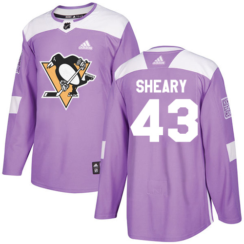 Adidas Penguins #43 Conor Sheary Purple Authentic Fights Cancer Stitched NHL Jersey - Click Image to Close